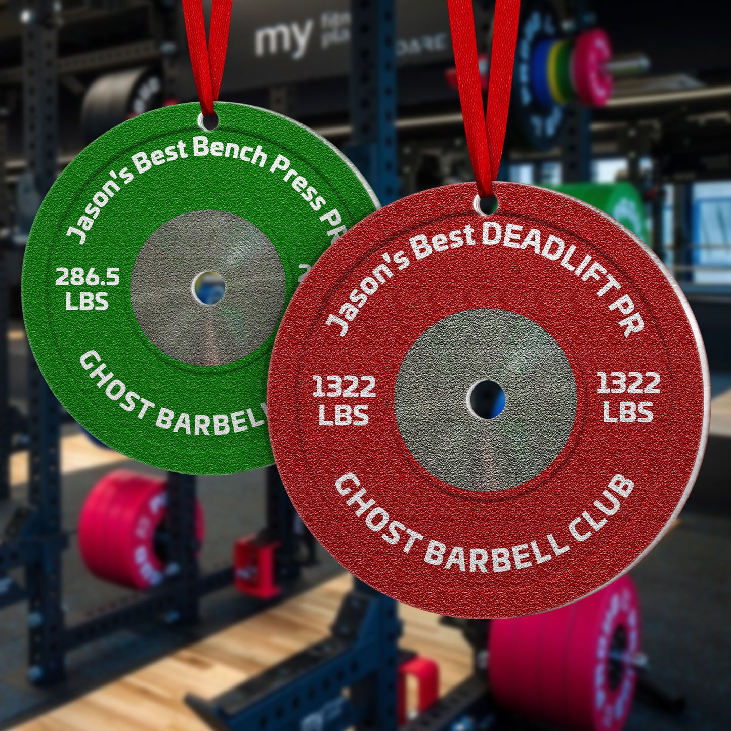 [Only available in the U.S] Best PR On Weight Plate - Personalized Aluminum Ornament