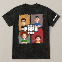 Best Papa Ever - Personalized Acid Wash T‑Shirt