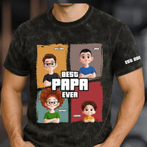 Best Papa Ever - Personalized Acid Wash T‑Shirt