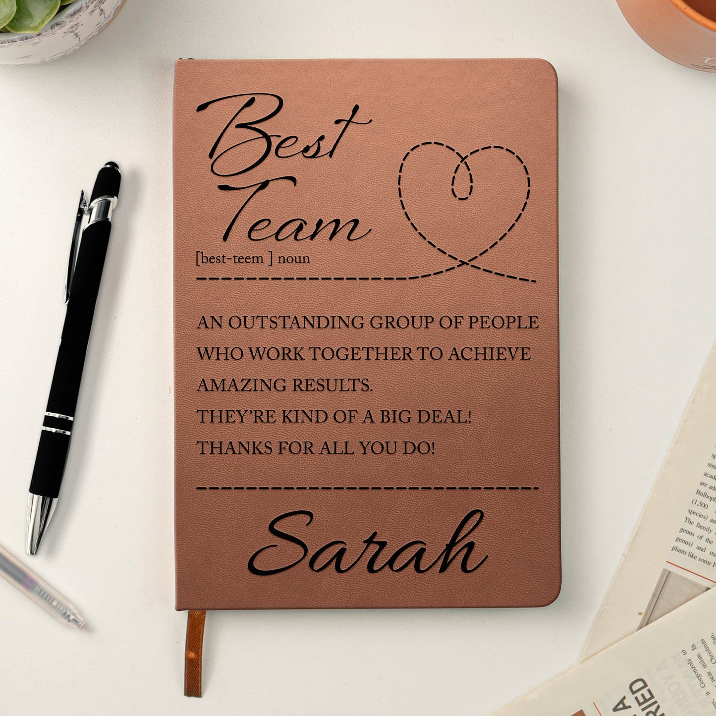 Best Team Bulk Journals Corporate Gift, Appreciation Week, Employee Thank You Gifts For Coworker - Personalized Leather Journal