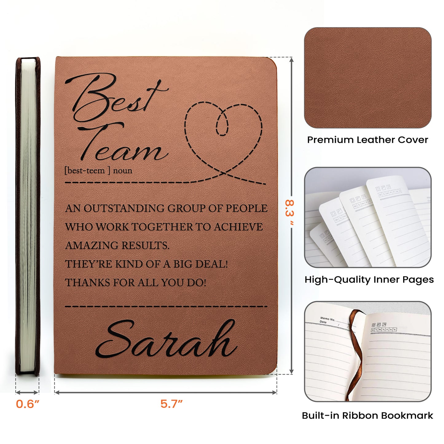 Best Team Bulk Journals Corporate Gift, Appreciation Week, Employee Thank You Gifts For Coworker - Personalized Leather Journal