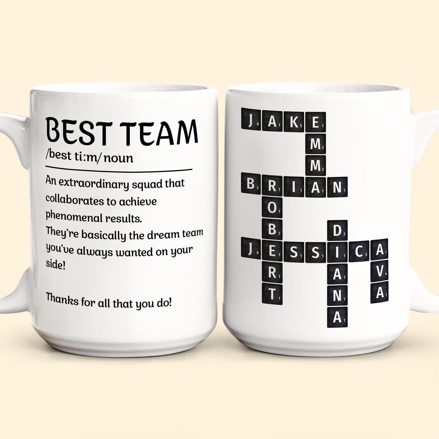 Best Team Coworker Mug Scrabble Custom Name - Personalized Mug