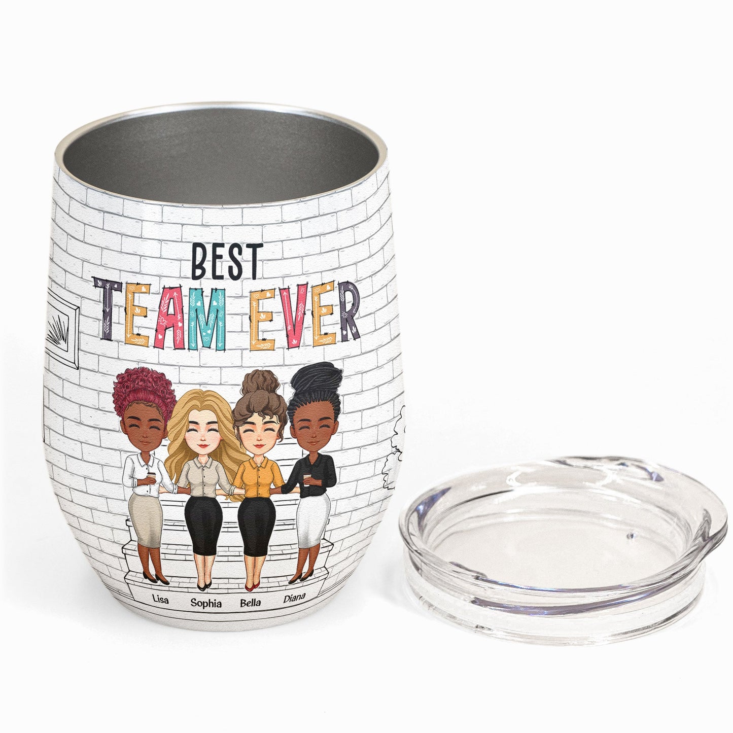 Best Team Ever - Personalized Wine Tumbler - Birthday Gift For Coworkers, Colleagues, Friends