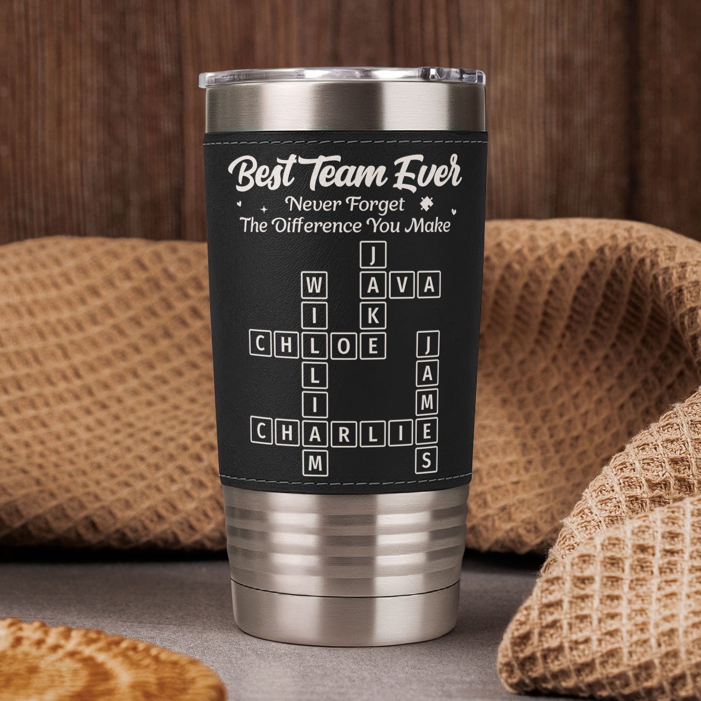 Best Team Ever Scrabble - Personalized 20oz Leather Wrapped Tumbler