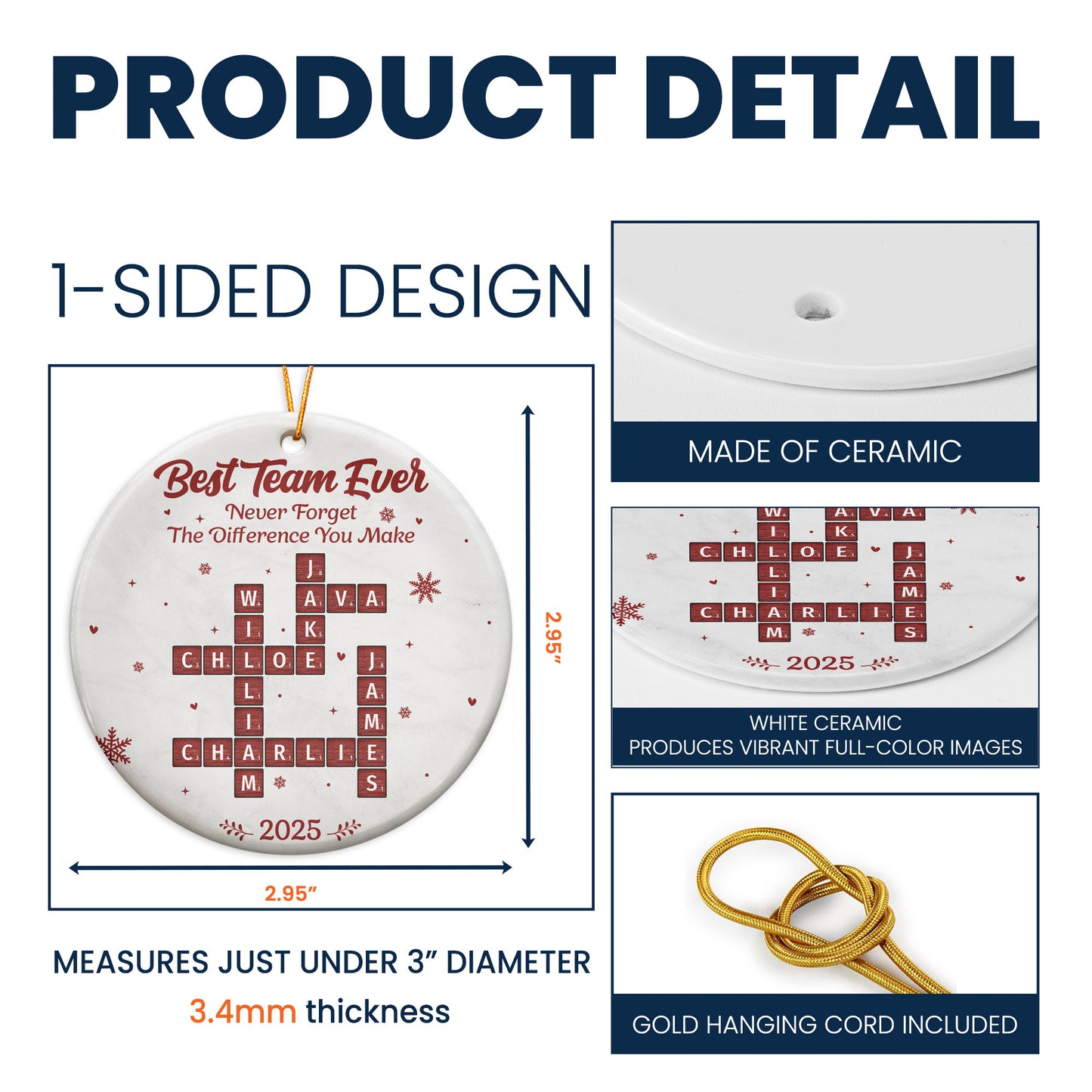 Best Team Ever Scrabble - Personalized Ceramic Ornament