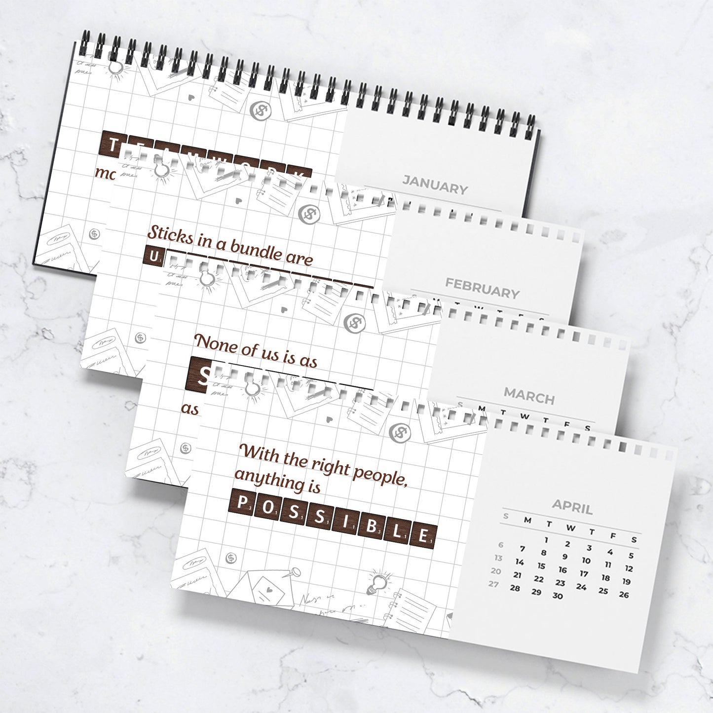 Best Team Ever Scrabble - Personalized Standing Desk Calendar