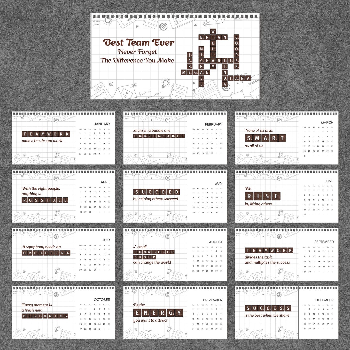 Best Team Ever Scrabble - Personalized Standing Desk Calendar