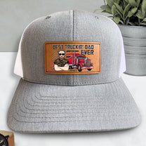 Best Truckin' Dad - Personalized Leather Patch Hat