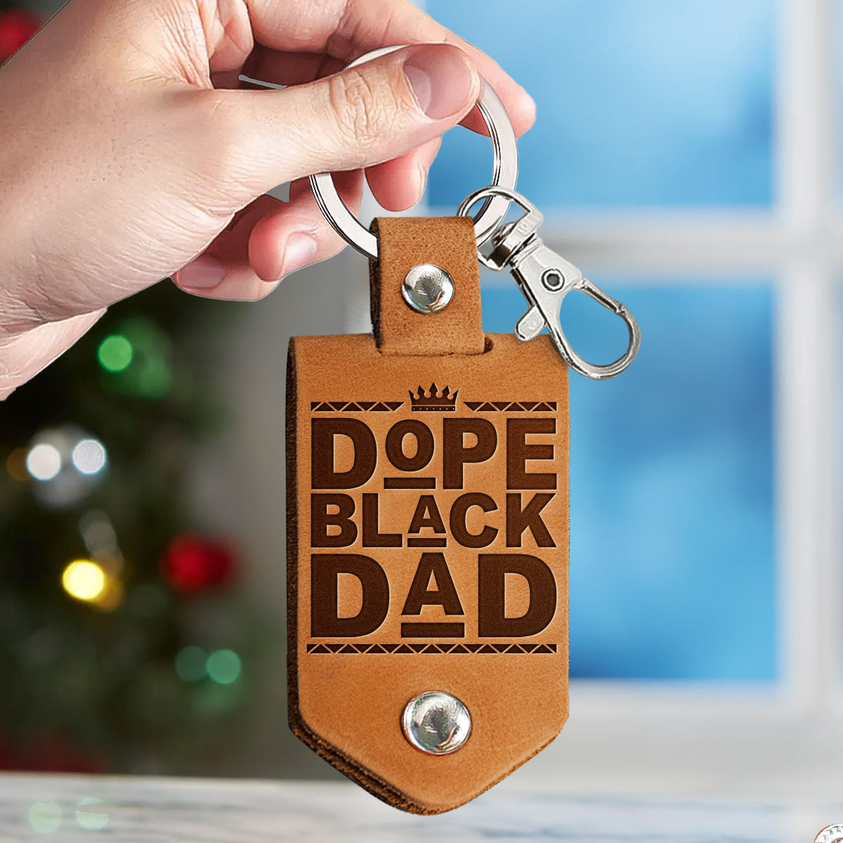 Best #1 Dad - Personalized Leather Photo Keychain