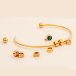 Best Friend Gift- Personalized Engravable Bead Name Cuff Bracelet With Birthstone
