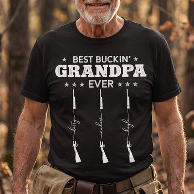 Best Buckin' Grandpa Ever Hunting Line Text - Personalized Shirt