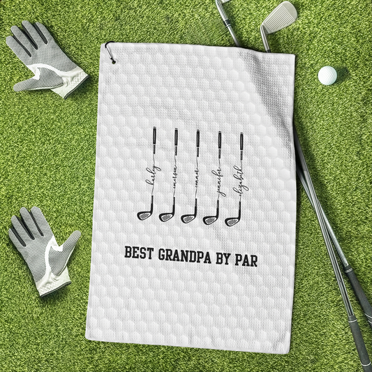 Best-Dad-By-Par,-Best-Grandpa-By-Par-Personalized-Golf-Towel-1