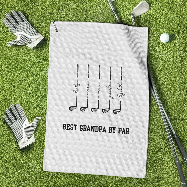 Best-Dad-By-Par,-Best-Grandpa-By-Par-Personalized-Golf-Towel-1