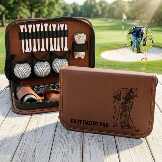 Best-Dad-By-Par-Custom-Photo-Sketch-Line-Art-Personalized-Golf-Bag-1
