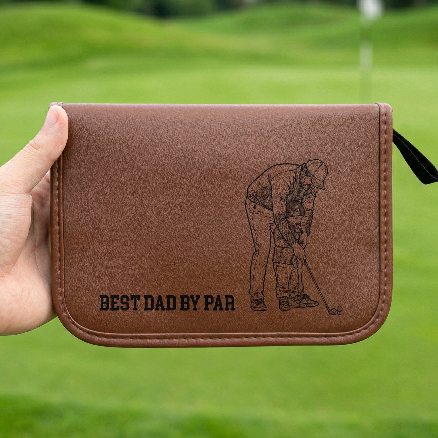 Best-Dad-By-Par-Custom-Photo-Sketch-Line-Art-Personalized-Golf-Bag-3
