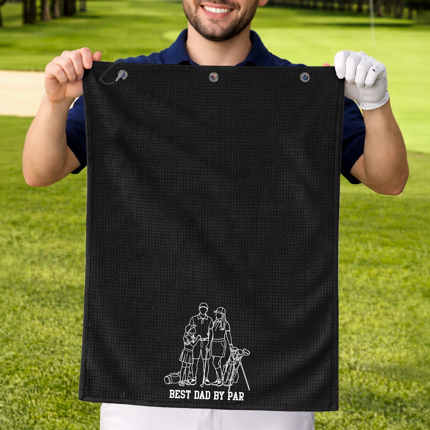 Best_Dad_By_Par_Faceless_Sketch_Line_Art_Personalized_Golf_Towel_2