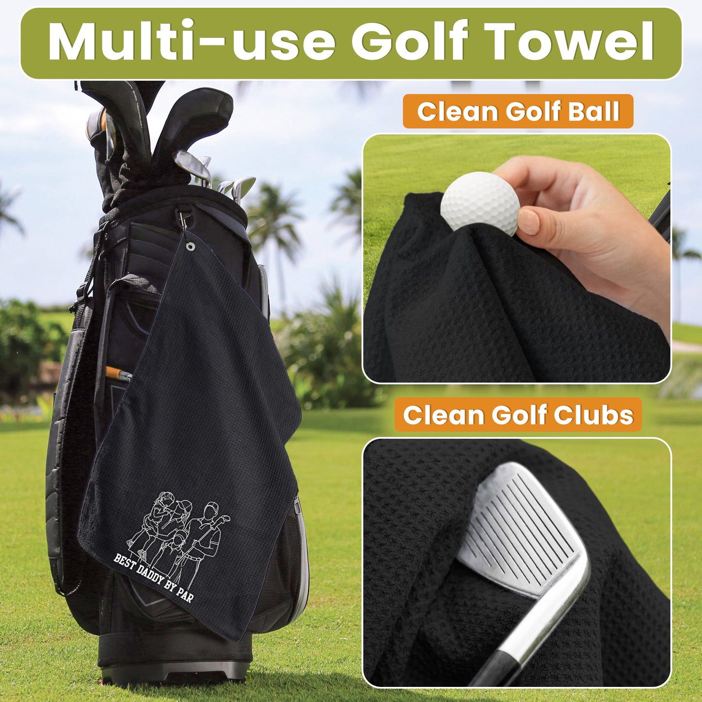Best_Dad_By_Par_Faceless_Sketch_Line_Art_Personalized_Golf_Towel_4