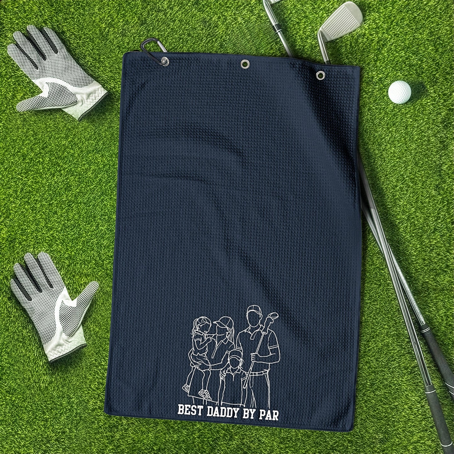Best_Dad_By_Par_Faceless_Sketch_Line_Art_Personalized_Golf_Towel_5
