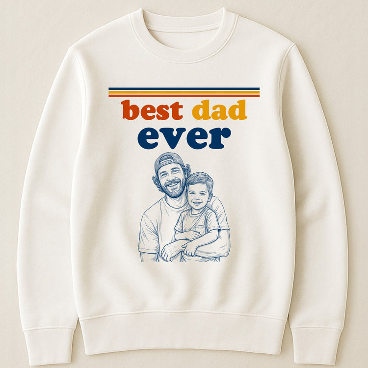 Best-Dad-Custom-Photo-Sketch-Line-Art-Vintage-Retro-Style-Personalized-Shirt-4