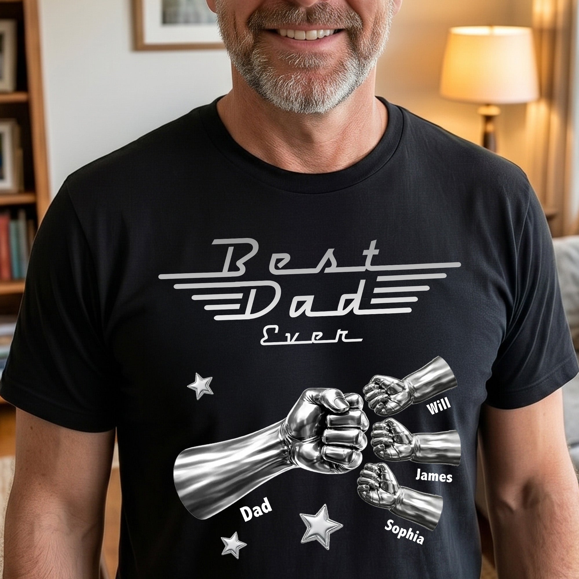 Best-Dad-Ever,-Best-Papa-Ever-Metalic-Fist-Bump-Personalized-Shirt-1
