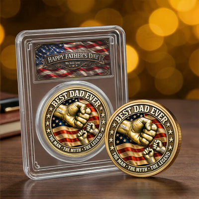 Father's Day Gifts, Best Dad Ever Fist Bumps With Kids' Names - Personalized Coin