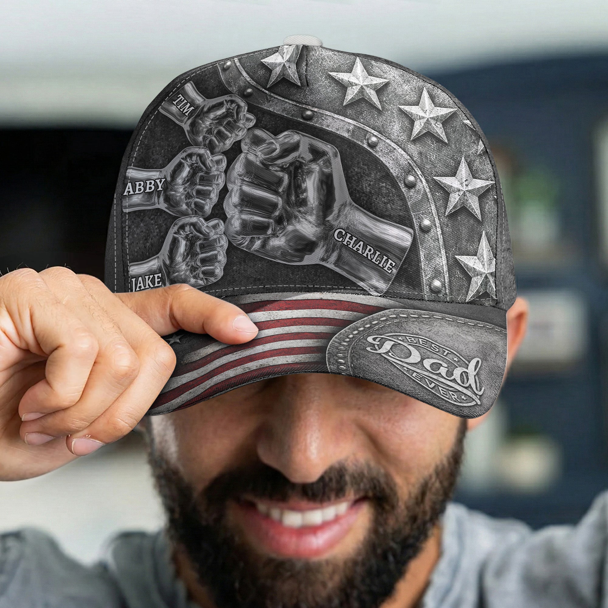 Best_Dad_Ever_Metal_Style_Print_Personalized_Cap_4