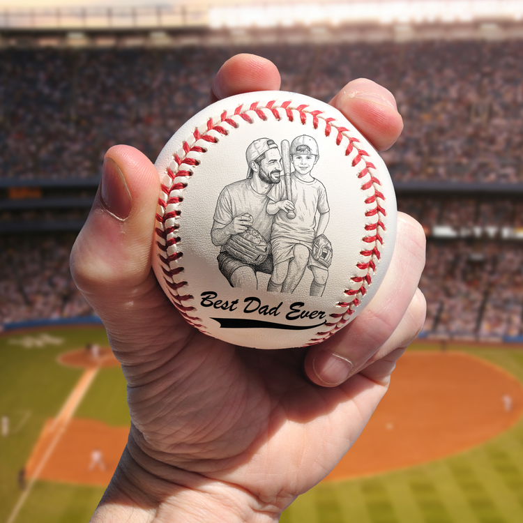 Best-Dad-Ever-Photo-Sketch-Line-Art-Fathers-Day-Gift-For-Dad-Husband-Personalized-Baseball-3
