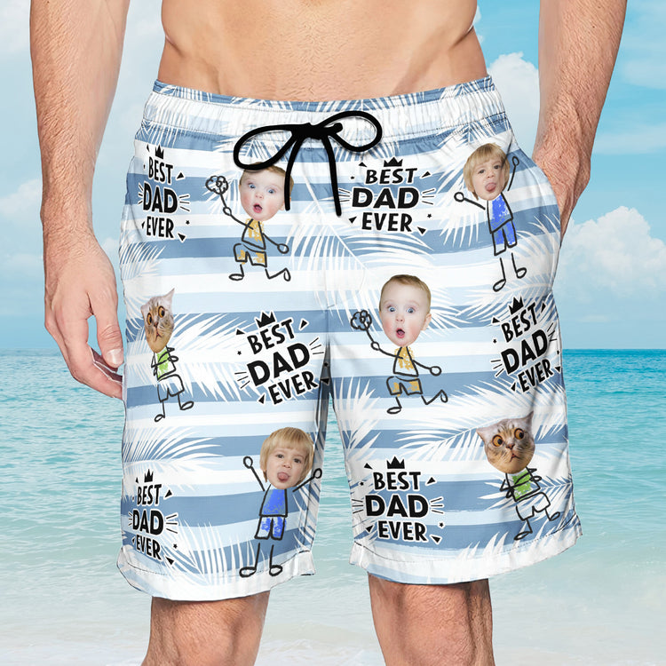 Best-Dad-Ever-Striped-Pattern-Fathers-Day-Gift-For-Dad-Husband-Personalized-Shorts-1