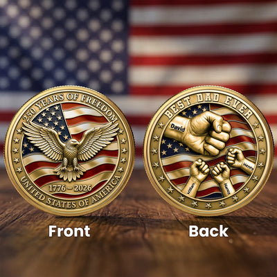 Father's Day Gifts, Best Dad Ever USA 250Th Anniversary - Personalized Coin