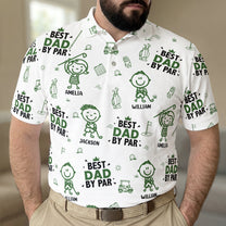 Best-Dad,-Grandpa-By-Par,-Cute-Kids-Art,-Toile-De-Jouy-Personalized-Polo-Shirt-1