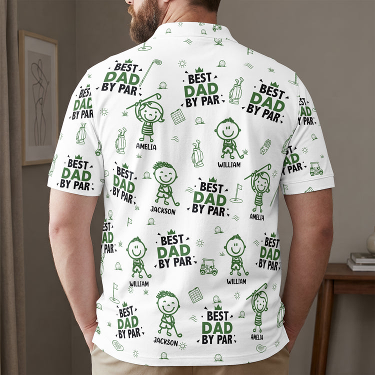 Best-Dad,-Grandpa-By-Par,-Cute-Kids-Art,-Toile-De-Jouy-Personalized-Polo-Shirt-2