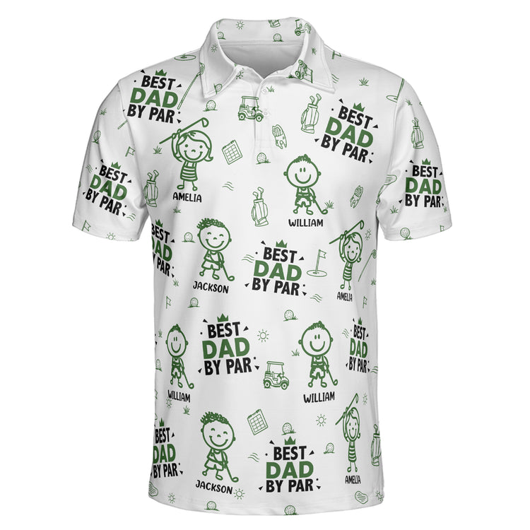 Best-Dad,-Grandpa-By-Par,-Cute-Kids-Art,-Toile-De-Jouy-Personalized-Polo-Shirt-3