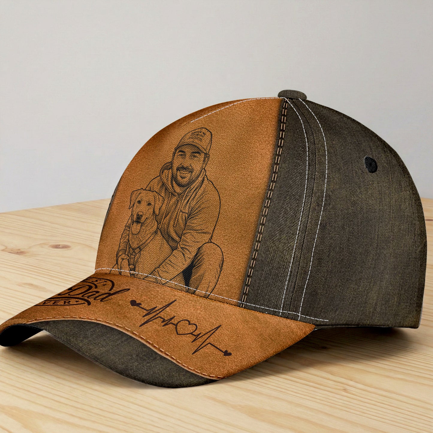 Best-Dog-Dad-Ever-Sketch-Line-Art-Personalized-Classic-Cap-2