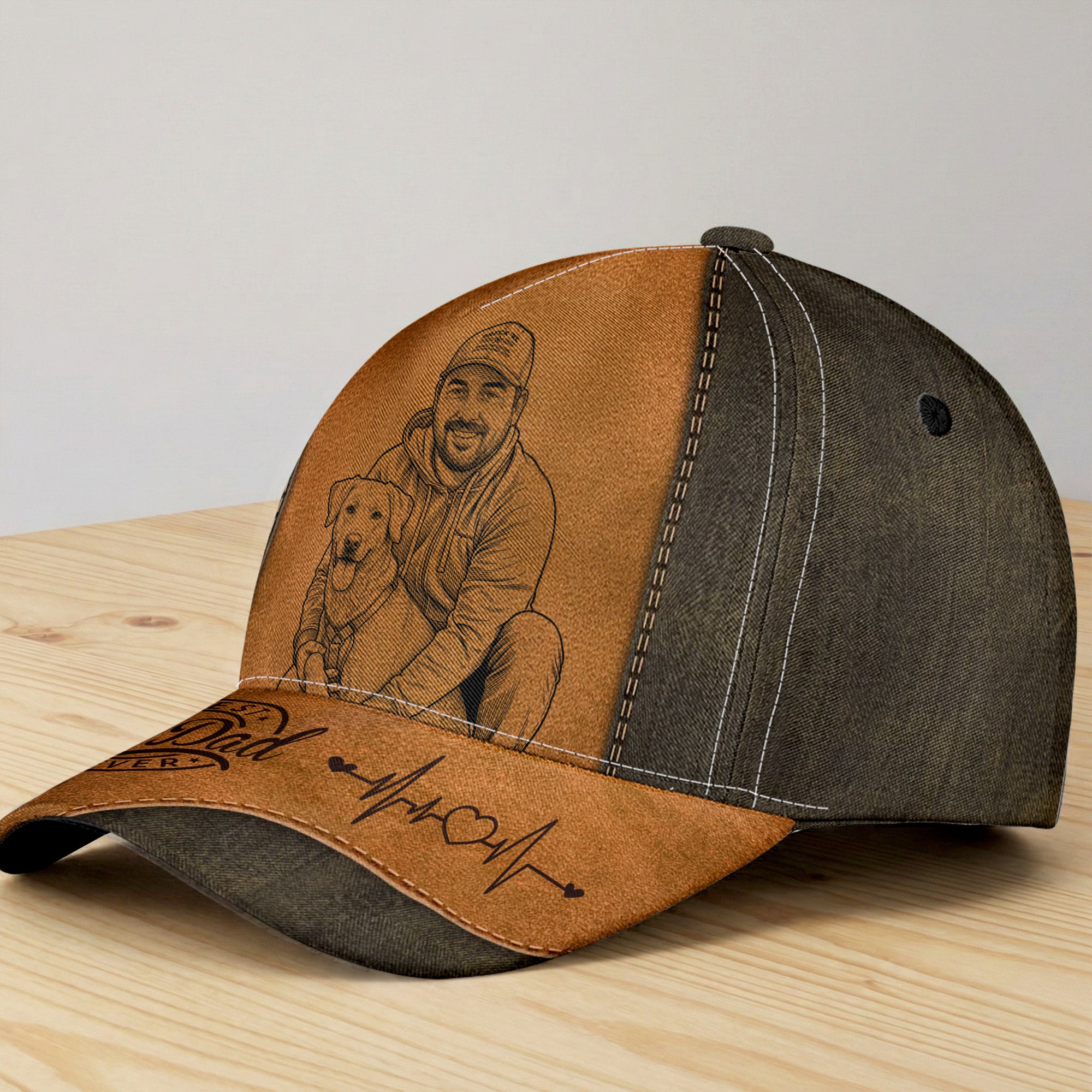 Best-Dog-Dad-Ever-Sketch-Line-Art-Personalized-Classic-Cap-2