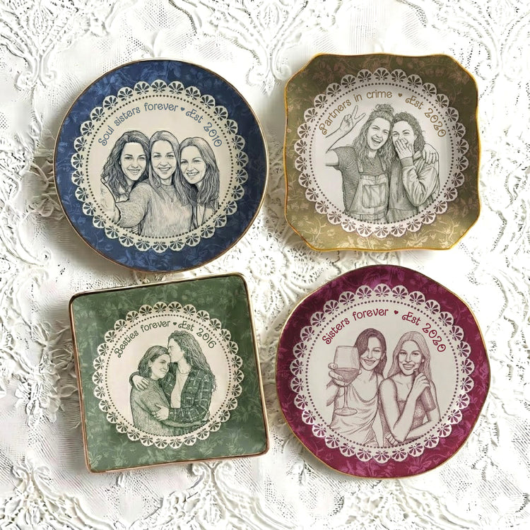 Best-Friends-Gift-For-Her-Custom-Photo-Sketch-Line-Art-Personalized-Jewelry-Dish-1