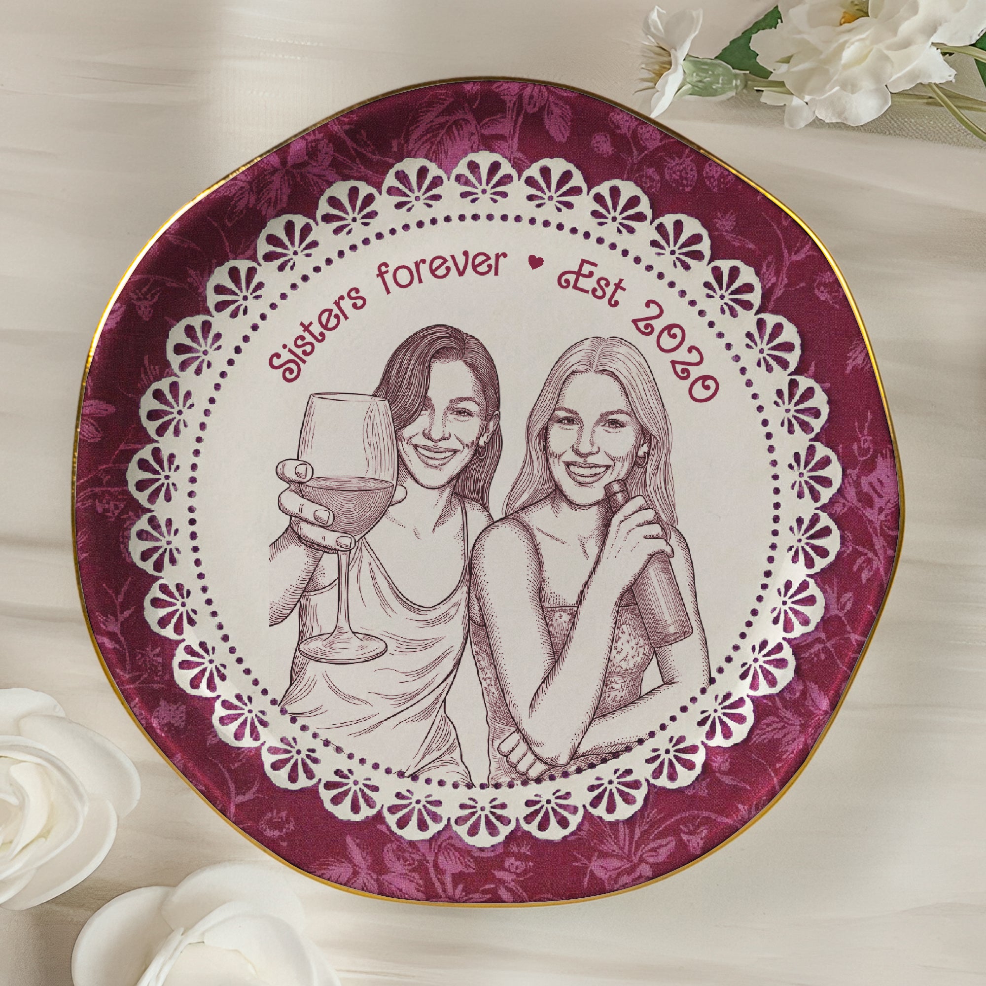 Best-Friends-Gift-For-Her-Custom-Photo-Sketch-Line-Art-Personalized-Jewelry-Dish-5