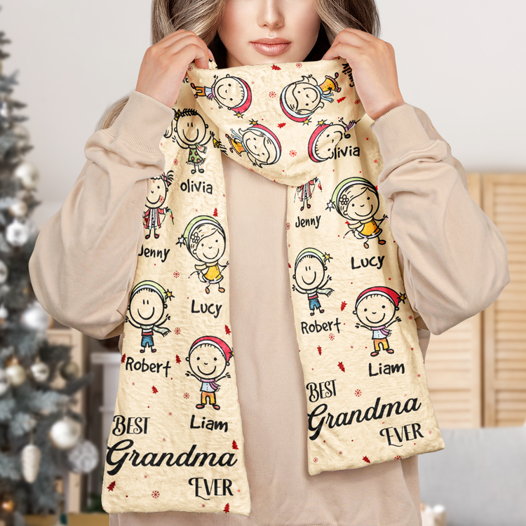Best-Grandma-Ever-Doodle-Christmas-Personalized-Scarf-1