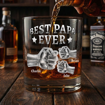 Best Papa Ever Fist Bump - Personalized Whiskey Glass