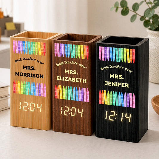 Best-Teacher-Ever--Personalized-Pen-Holder-With-Clock-1