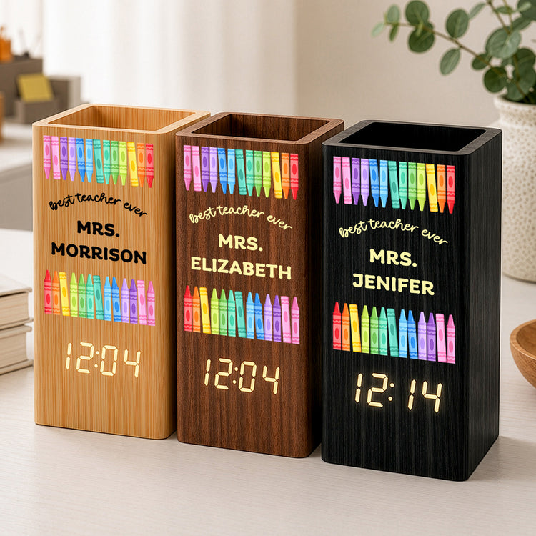 Best-Teacher-Ever--Personalized-Pen-Holder-With-Clock-1