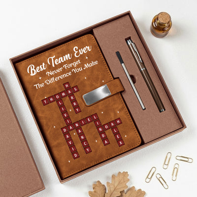 Best Team Ever - Custom Crossword Puzzle - Exchange Gifts, Bulk Office Gifts For Coworkers - Personalized Notebook Set