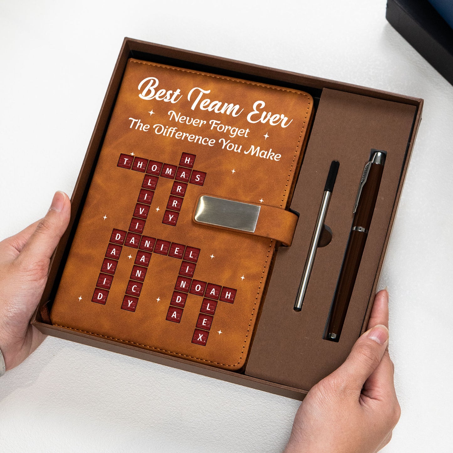 Best-Team-Ever-Custom-Crossword-Puzzle-Exchange-Gifts,-Bulk-Office-Gifts-For-Coworkers-Personalized-Notebook-Set-3