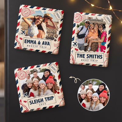 Best Trip Custom Photo Traveling Memories Ceramic - Personalized Magnet