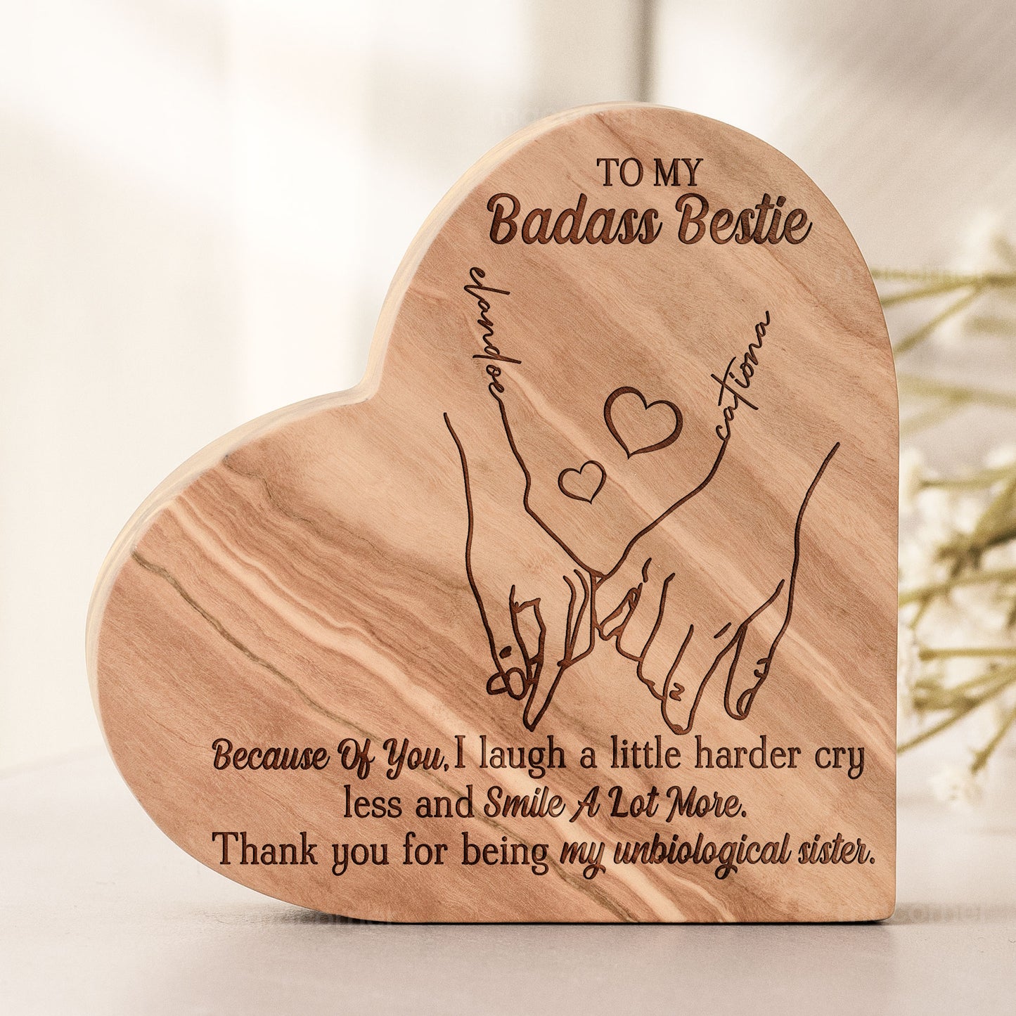 Bestie Because Of You I Laugh A Little Harder - Personalized Engraved Wood Plaque