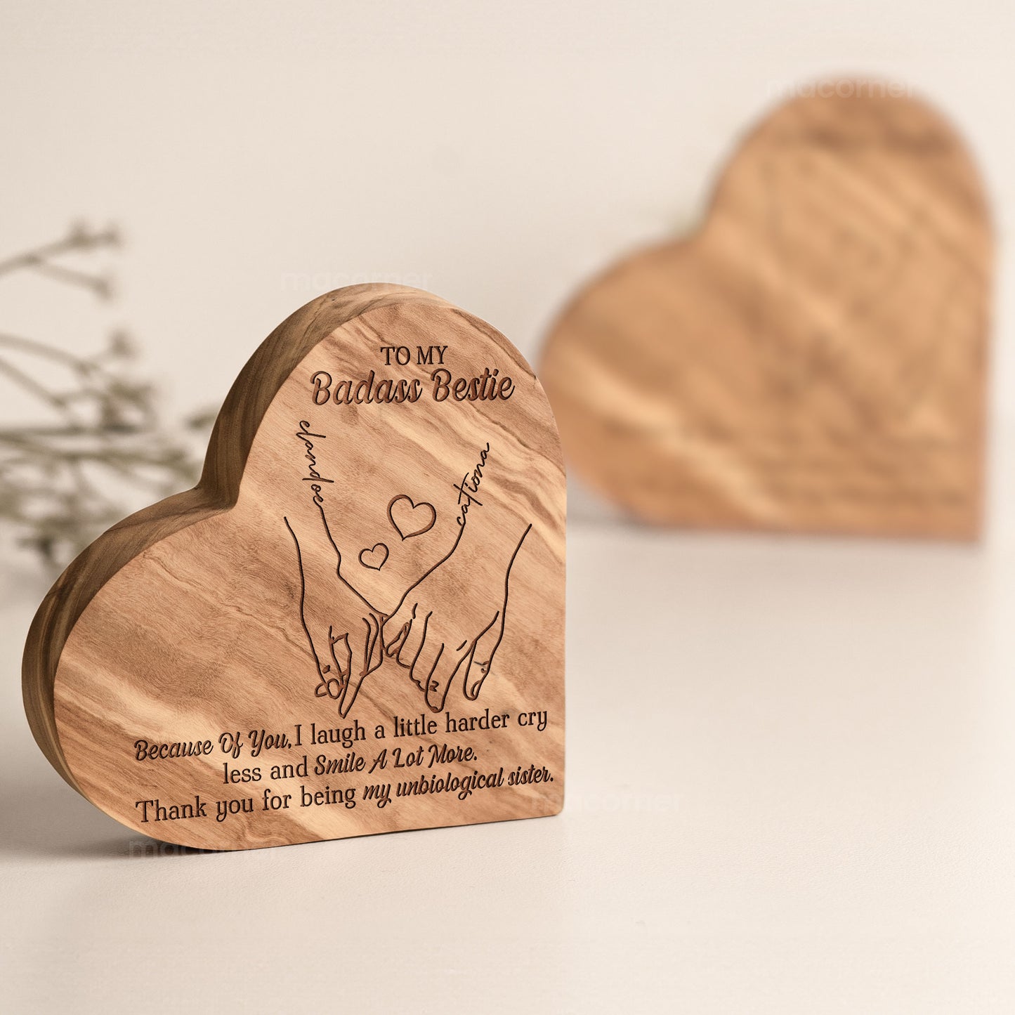 Bestie Because Of You I Laugh A Little Harder - Personalized Engraved Wood Plaque