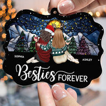 Bestie Christmas Time - Personalized Wood And Acrylic Ornament