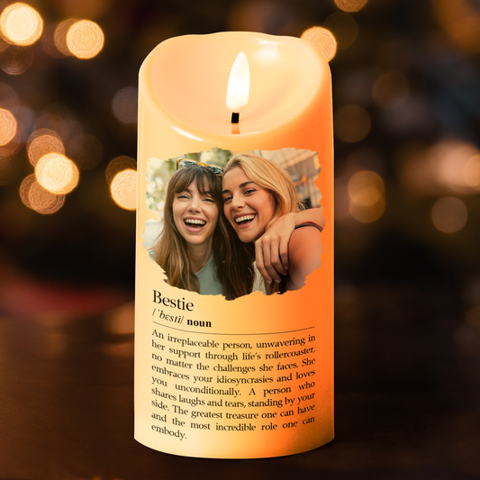 Bestie Definition, Soul Sister Definition - Friendship Gift - Personalized Photo LED Candle