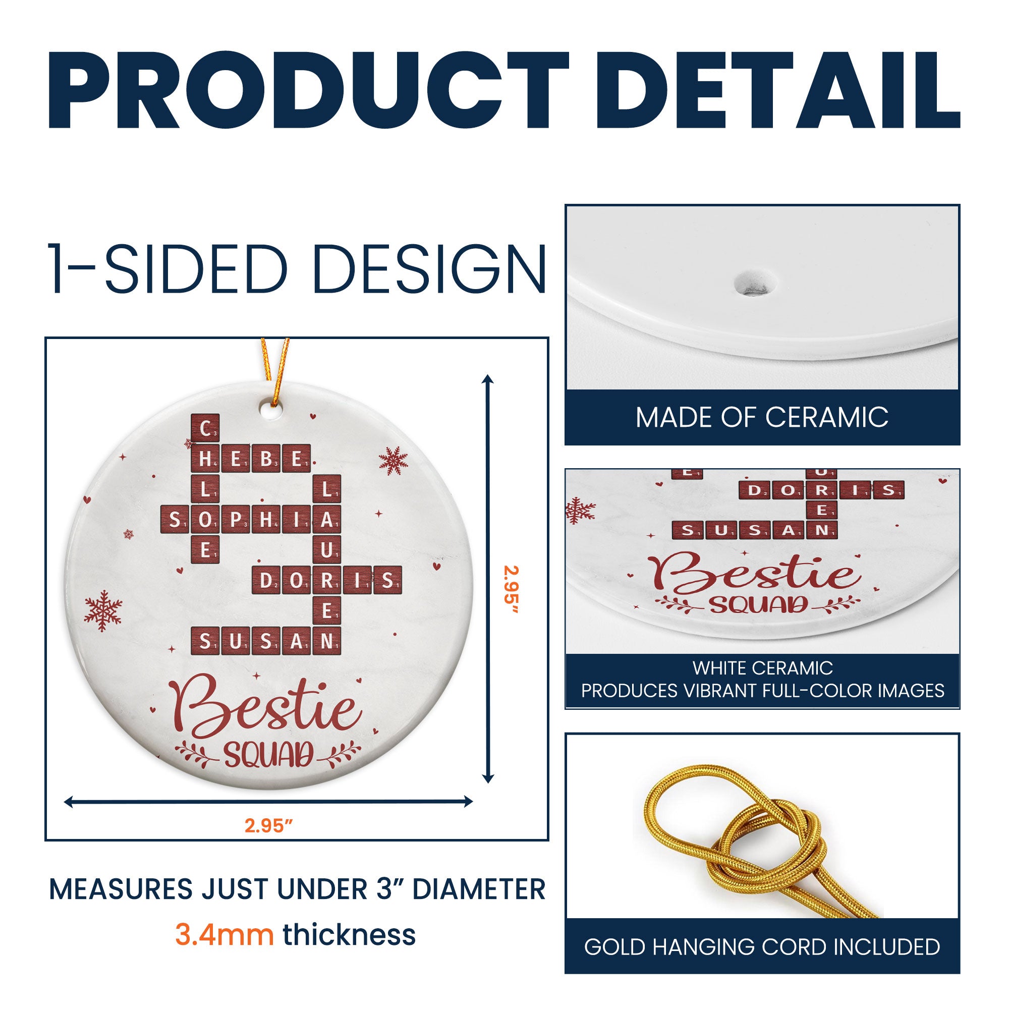 Bestie Squads - Personalized Ceramic Ornament