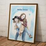 Besties-Best-Friends-Forever-Custom-Watercolor-Art-Personalized-Poster