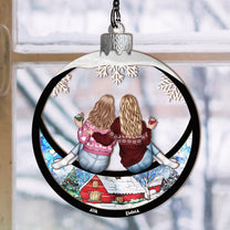 Besties Christmas Globe - Personalized Window Hanging Suncatcher Ornament